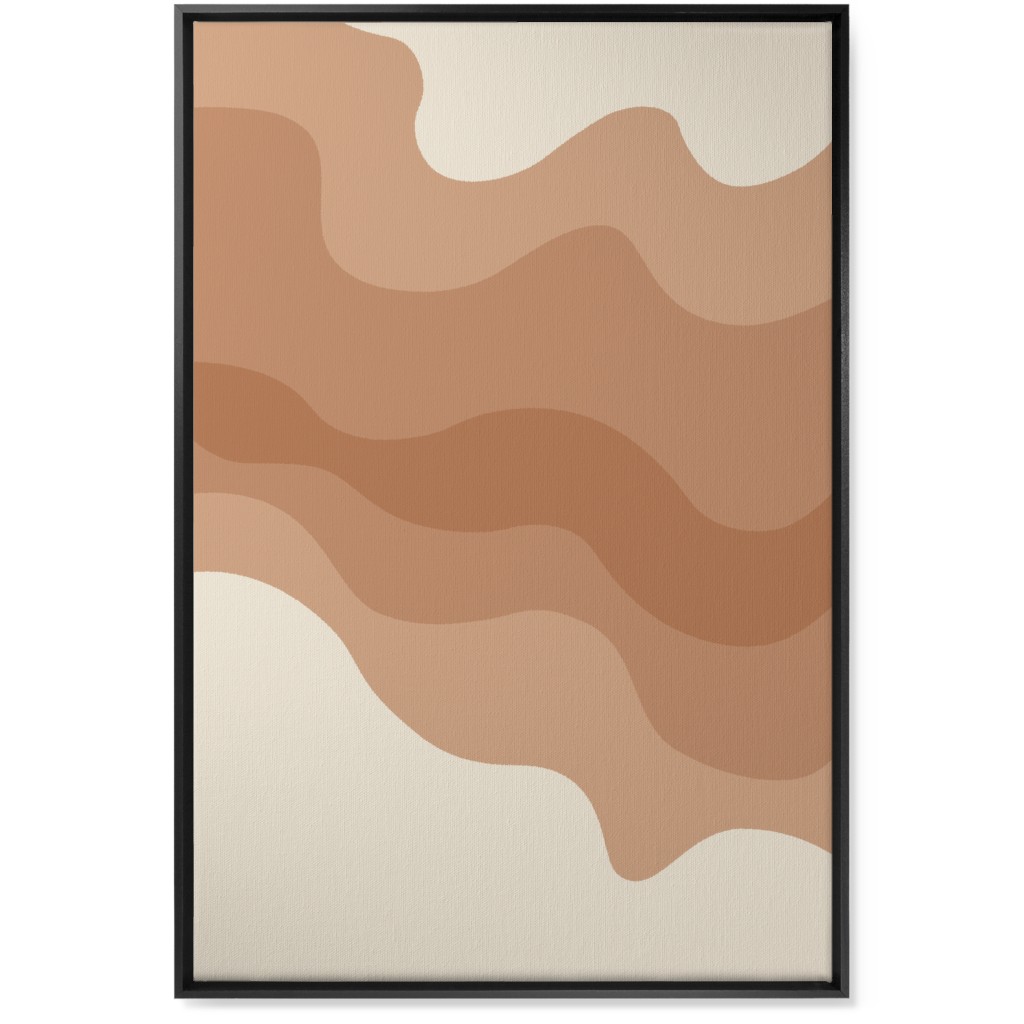 Retro Abstract Waves Wall Art, Black, Single piece, Canvas, 24x36, Orange, Desert Rose