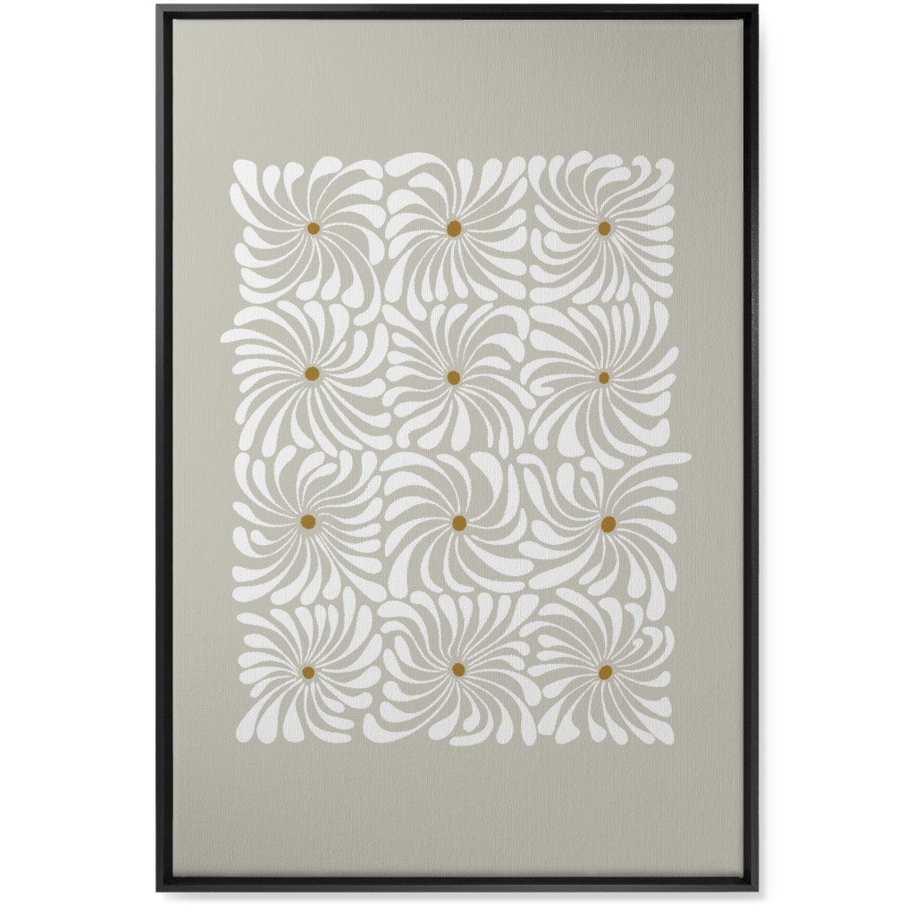 Mod Daisy Grid Wall Art, Black, Single piece, Canvas, 24x36, Gray, Pebble