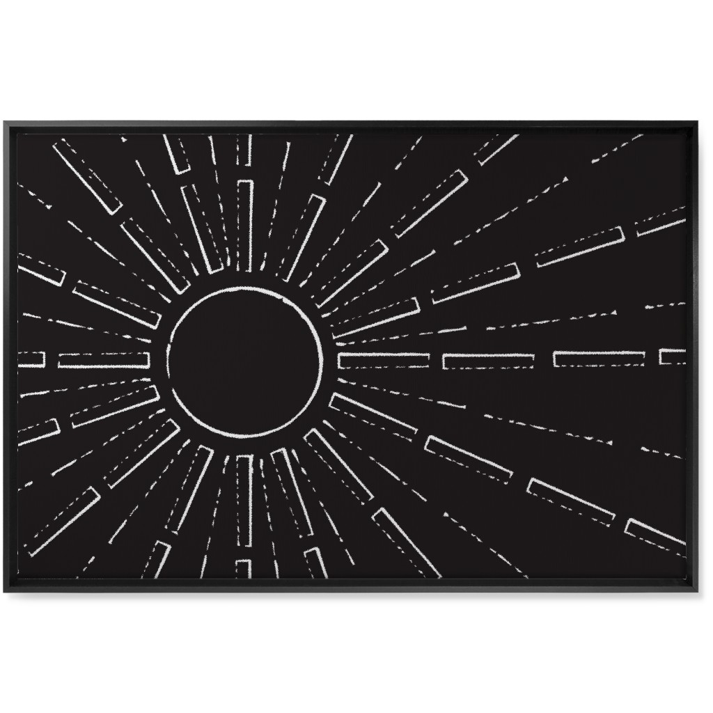 Midcentury Sunburst Wall Art, Black, Single piece, Canvas, 24x36, Black, Charcoal