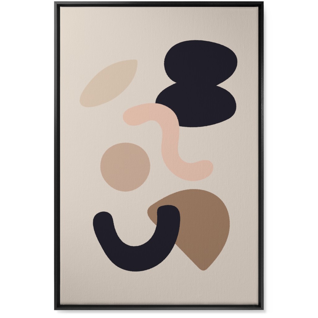 Abstract Collage - Neutral Wall Art, Black, Single piece, Canvas, 24x36, Beige, Pearl