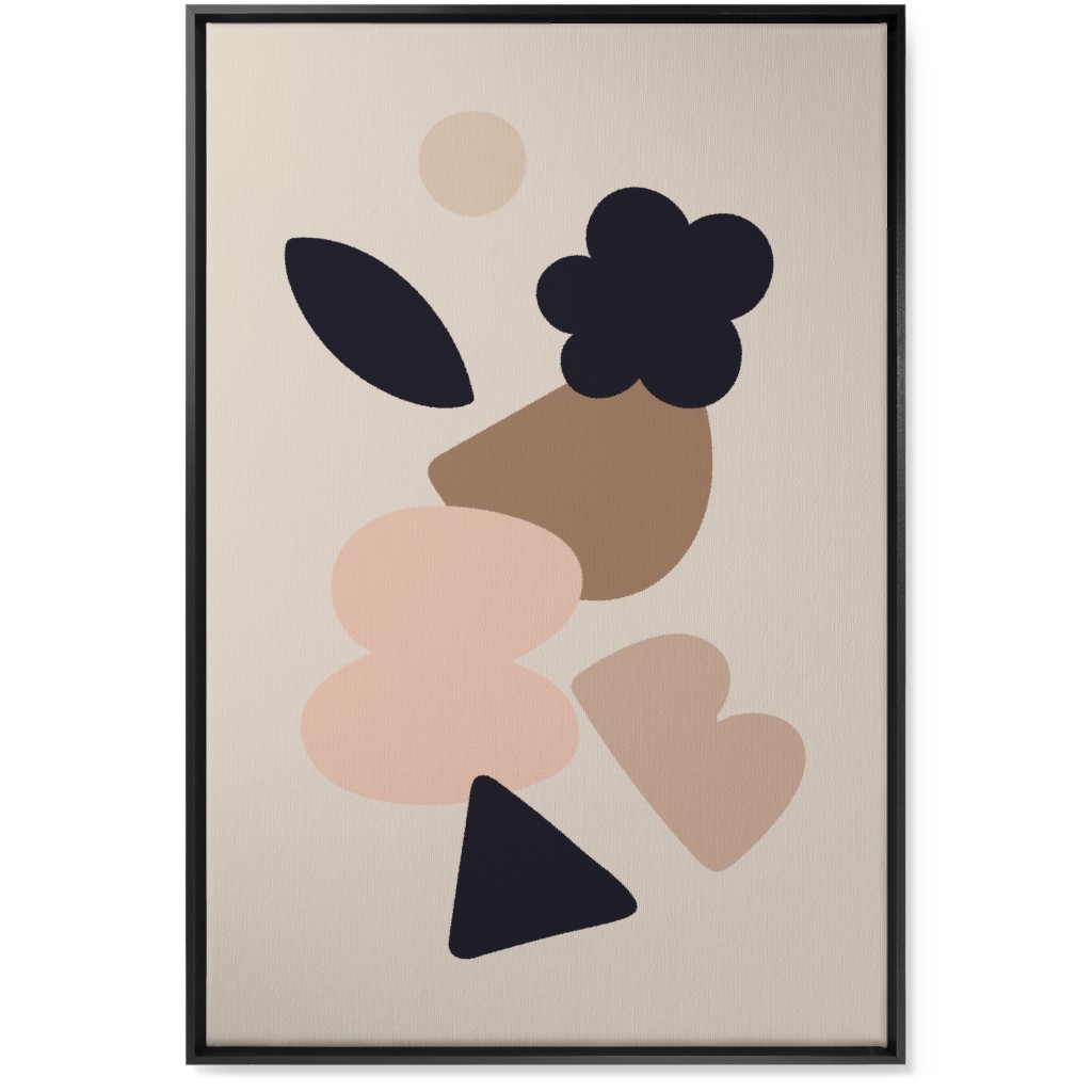 Collage Abstract - Neutral Wall Art, Black, Single piece, Canvas, 24x36, Beige, Pearl