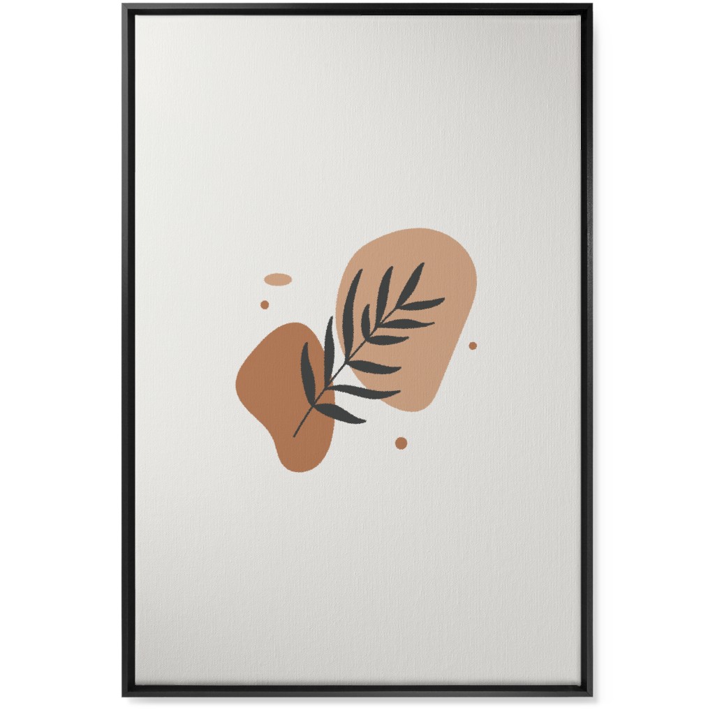 Shapes and Fern Leaf Wall Art, Black, Single piece, Canvas, 24x36, Orange, Pueblo