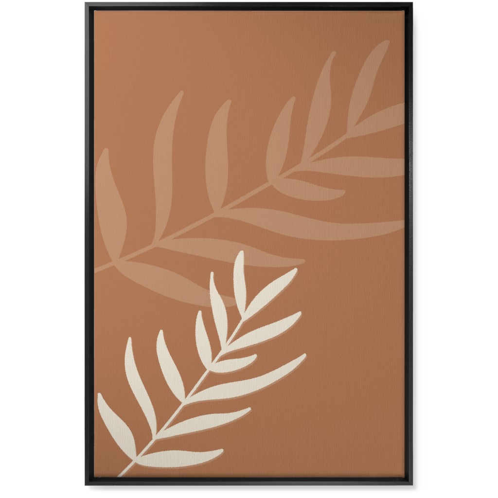 Fern Leaves in Neutral Earth Tones Wall Art, Black, Single piece, Canvas, 24x36, Orange