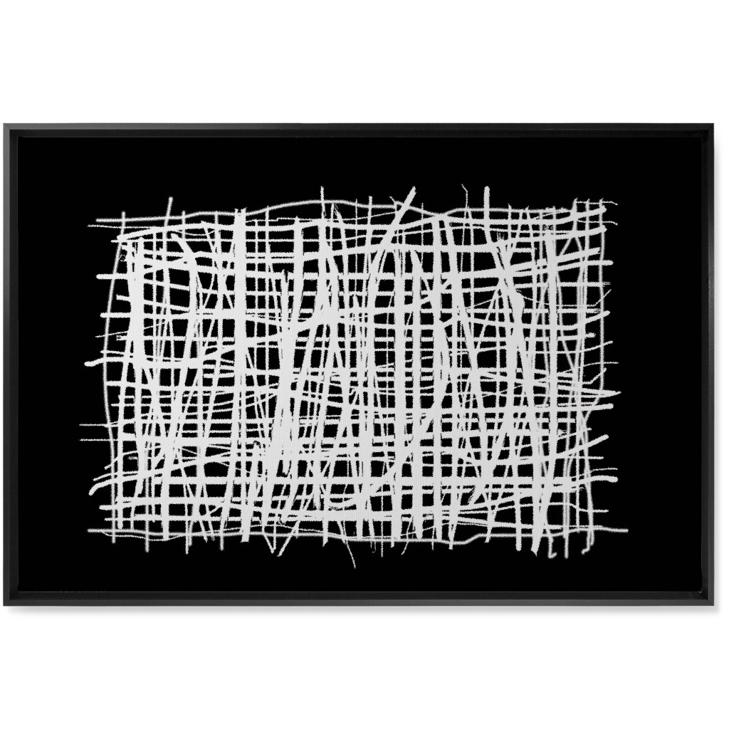Woven Abstraction - White on Black Wall Art, Black, Single piece, Canvas, 24x36, Black, Black