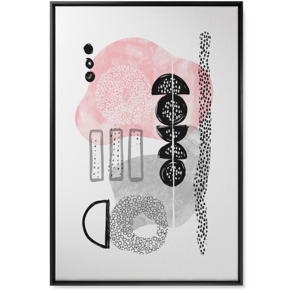 Feminene Abstract - Gray and Pink Wall Art, Black, Single piece, Canvas, 24x36, Pink, Bright Pink