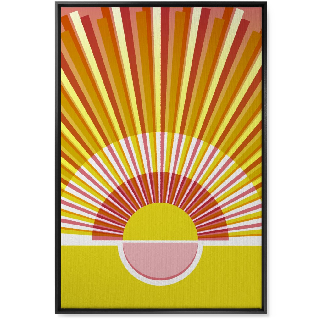 Sunrise Optimism - Warm Wall Art, Black, Single piece, Canvas, 24x36, Yellow, Classic Yellow