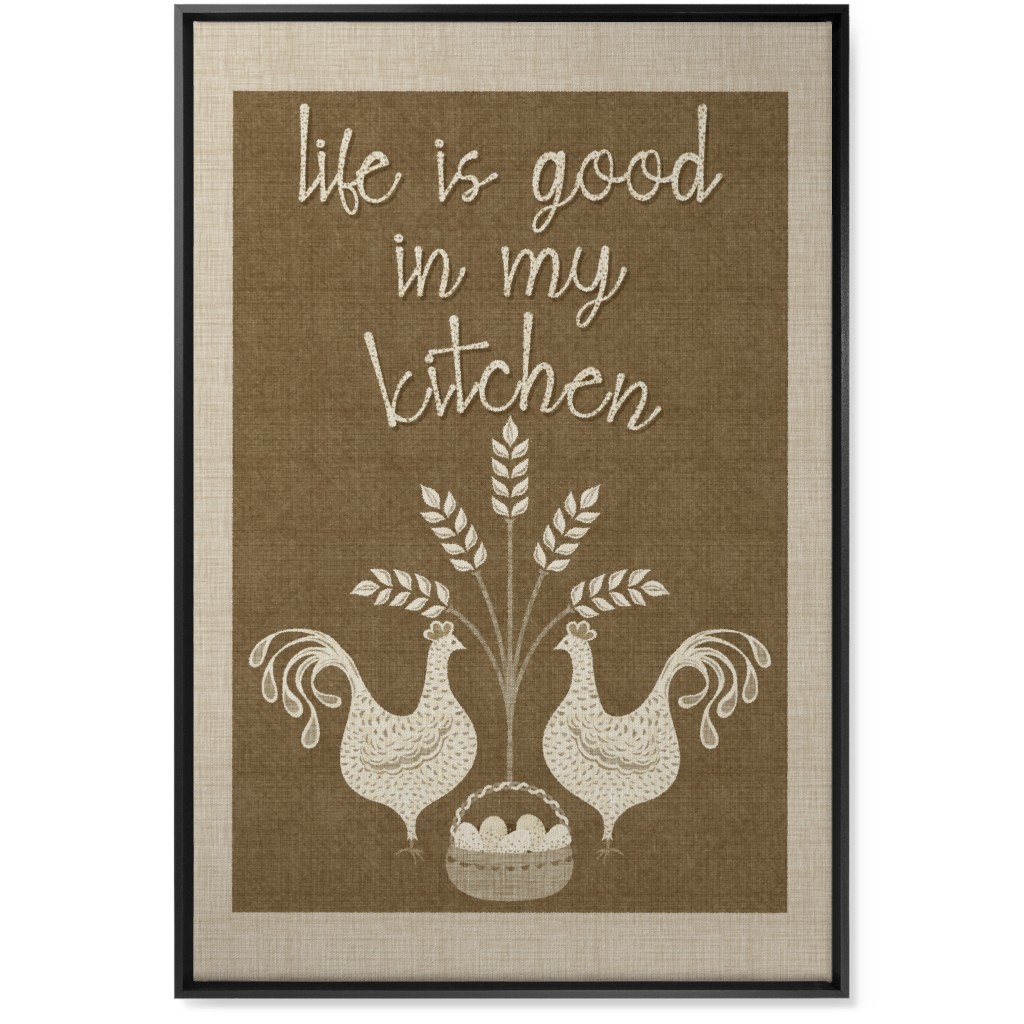 in My Kitchen Vintage Chickens - Brown Wall Art, Black, Single piece, Canvas, 24x36, Brown, Brown
