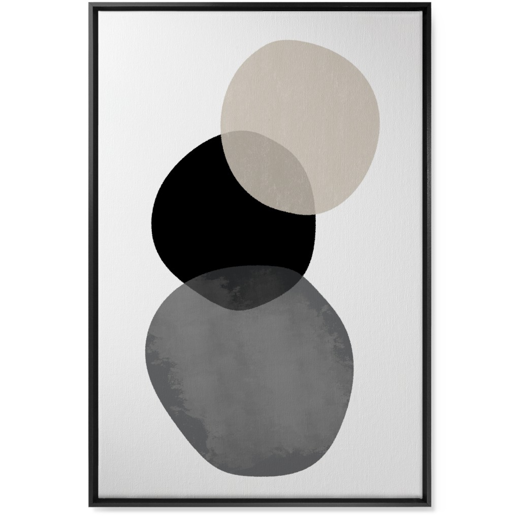 Stones Wall Art, Black, Single piece, Canvas, 24x36, Gray, Pebble