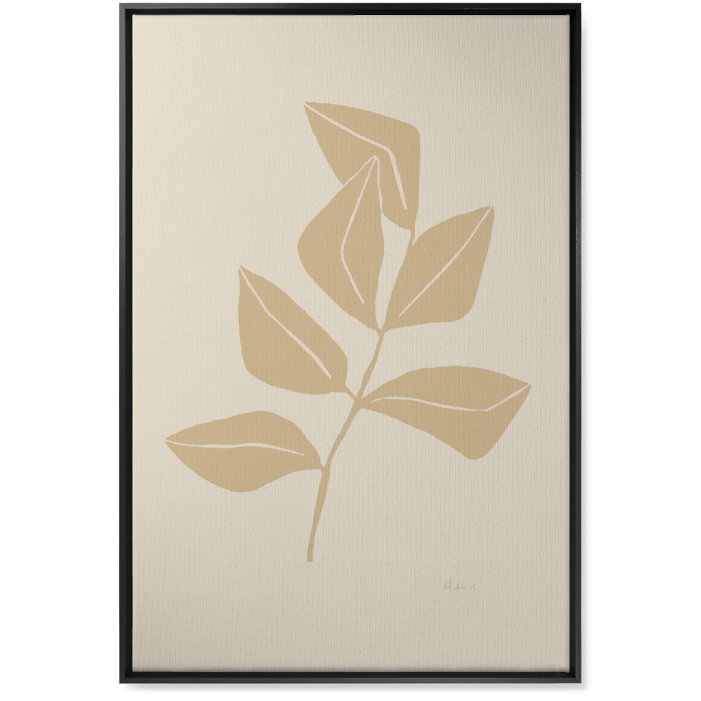Ficus Botanical - Neutral Wall Art, Black, Single piece, Canvas, 24x36, Beige, Pearl
