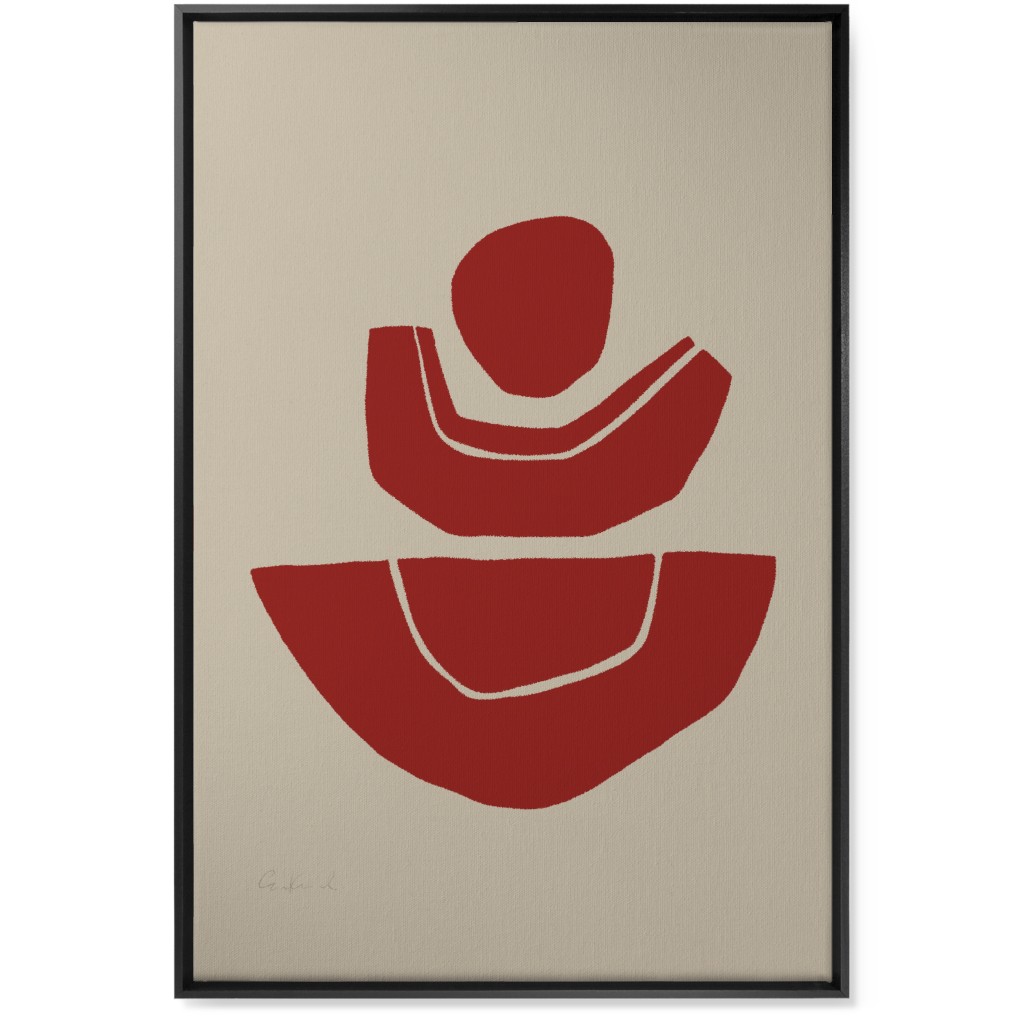 Geometric Abstract Stack Ii Wall Art, Black, Single piece, Canvas, 24x36, Red, Cinnamon