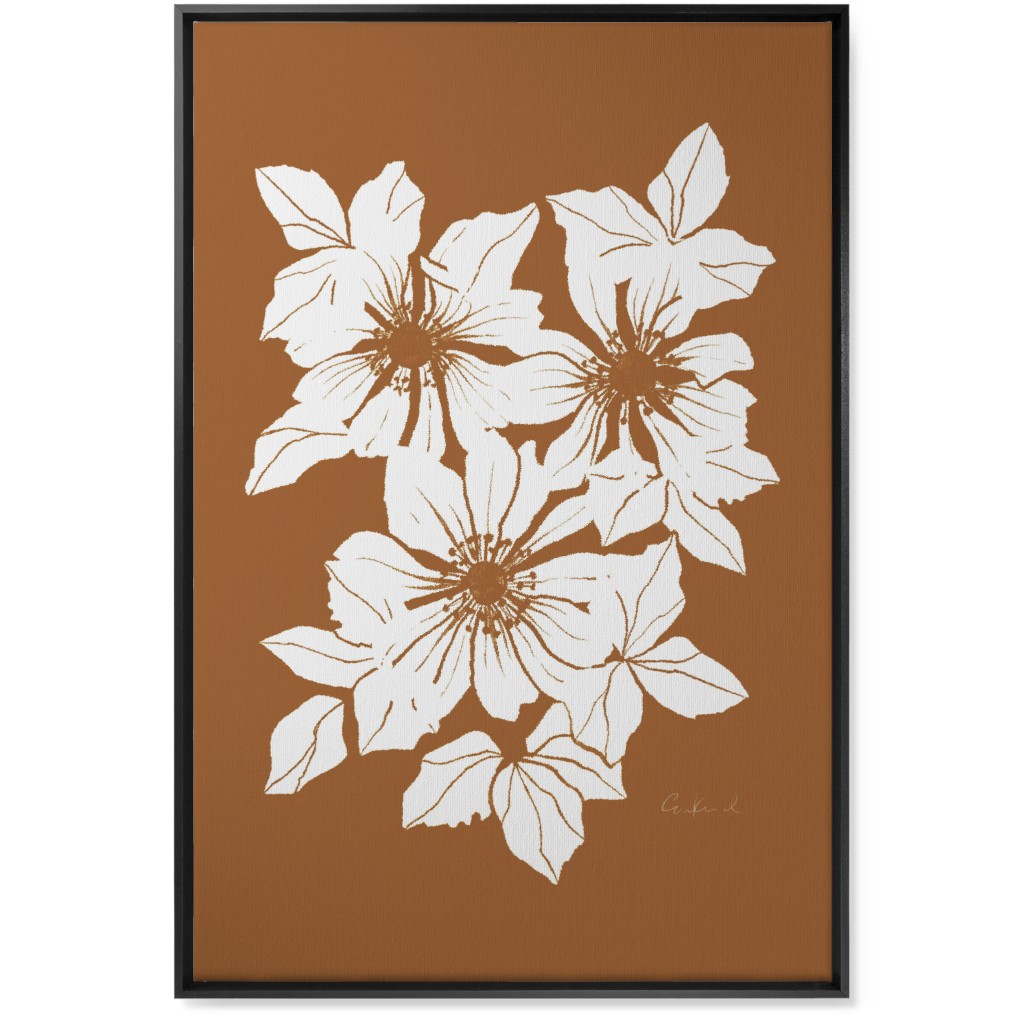 Botanical Big Anemones Wall Art, Black, Single piece, Canvas, 24x36, Orange