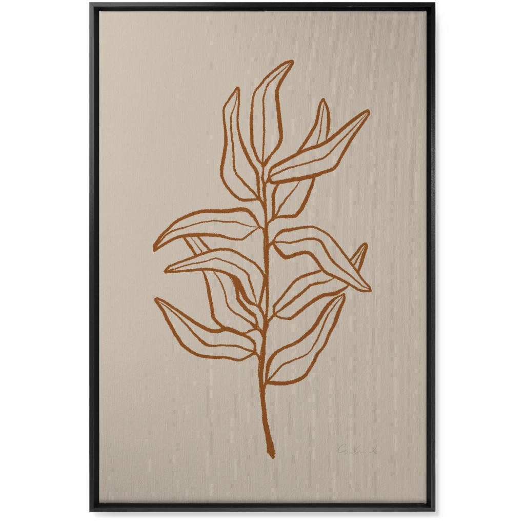 Botanical Eucalyptus Branch Wall Art, Black, Single piece, Canvas, 24x36, Beige, Golden