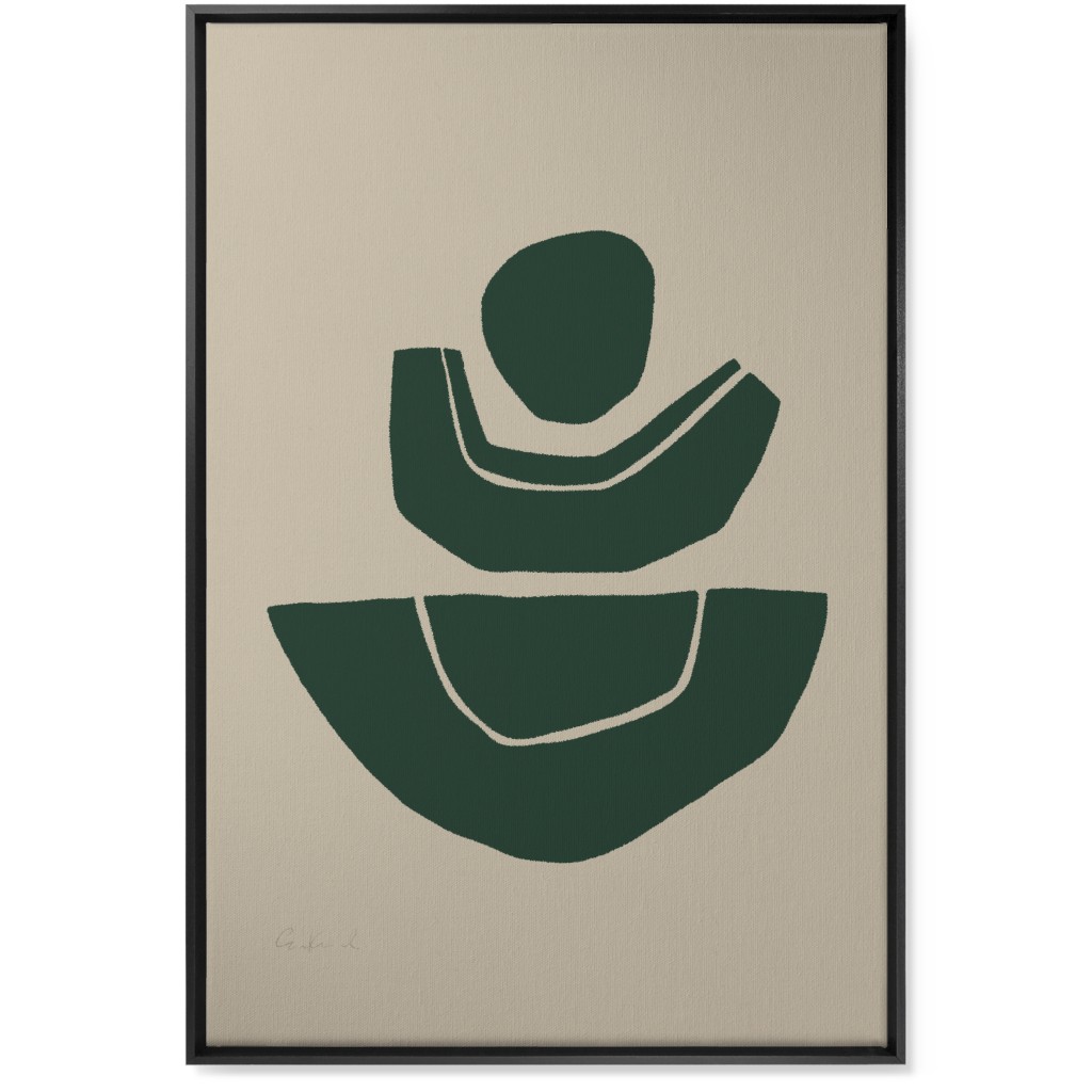 Geometric Abstract Stack Ii Wall Art, Black, Single piece, Canvas, 24x36, Green
