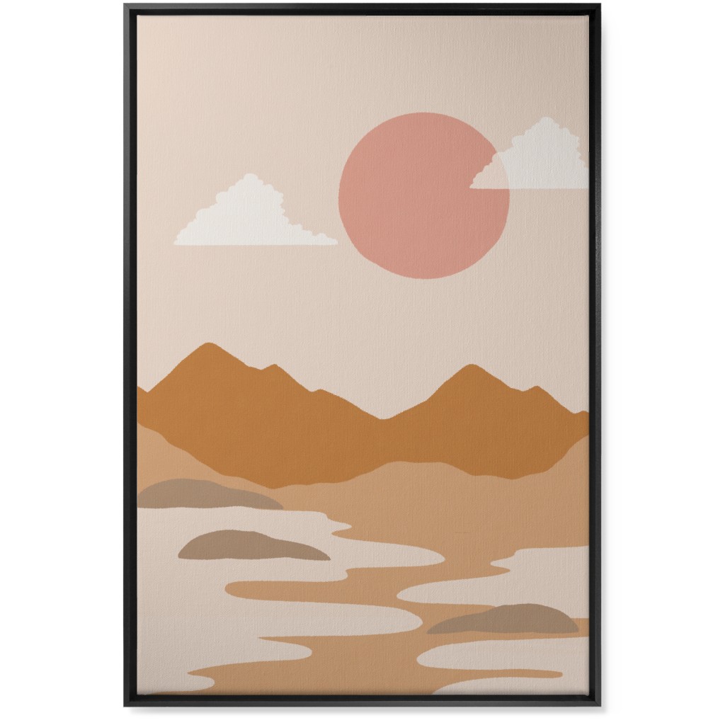 Abstract Mountain Landscape - Neutral Wall Art, Black, Single piece, Canvas, 24x36, Orange