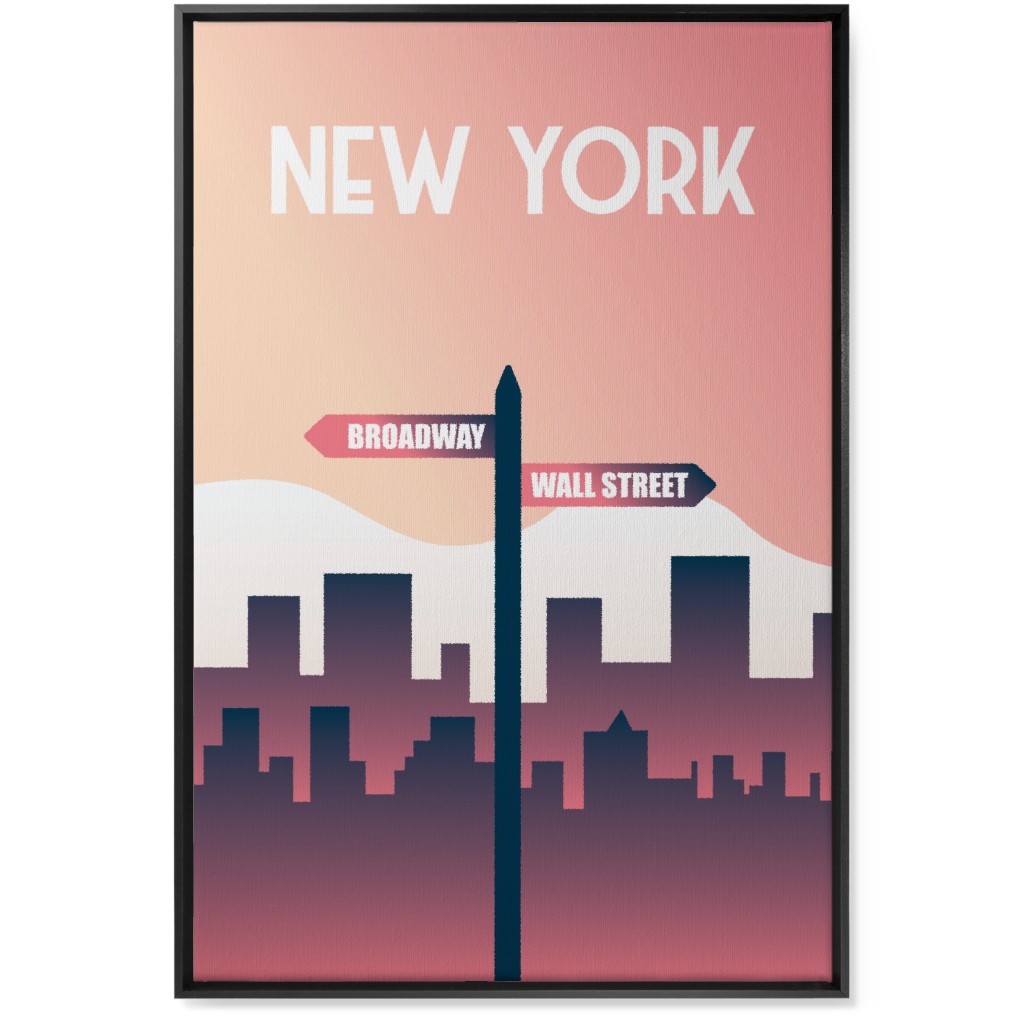 New York City Street Signs Wall Art, Black, Single piece, Canvas, 24x36, Pink