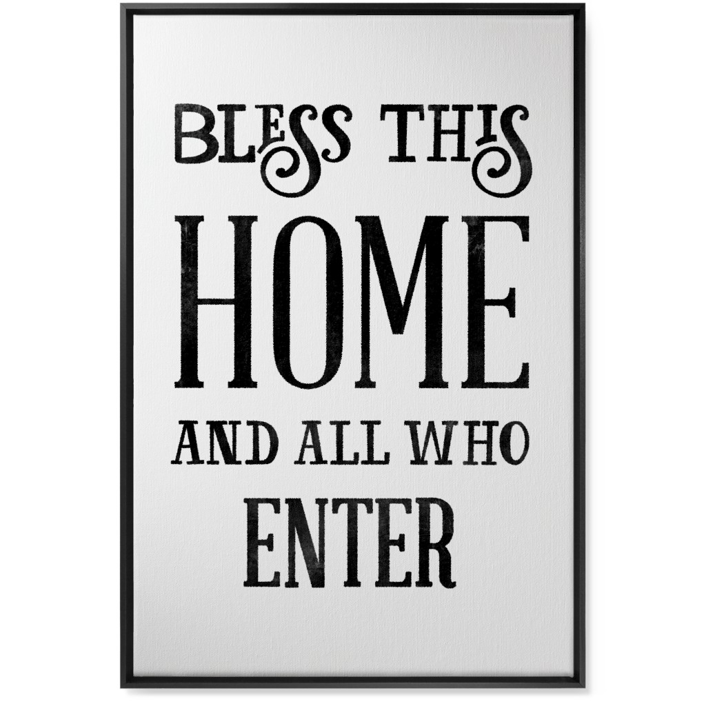 Bless This Home Wall Art, Black, Single piece, Canvas, 24x36, White