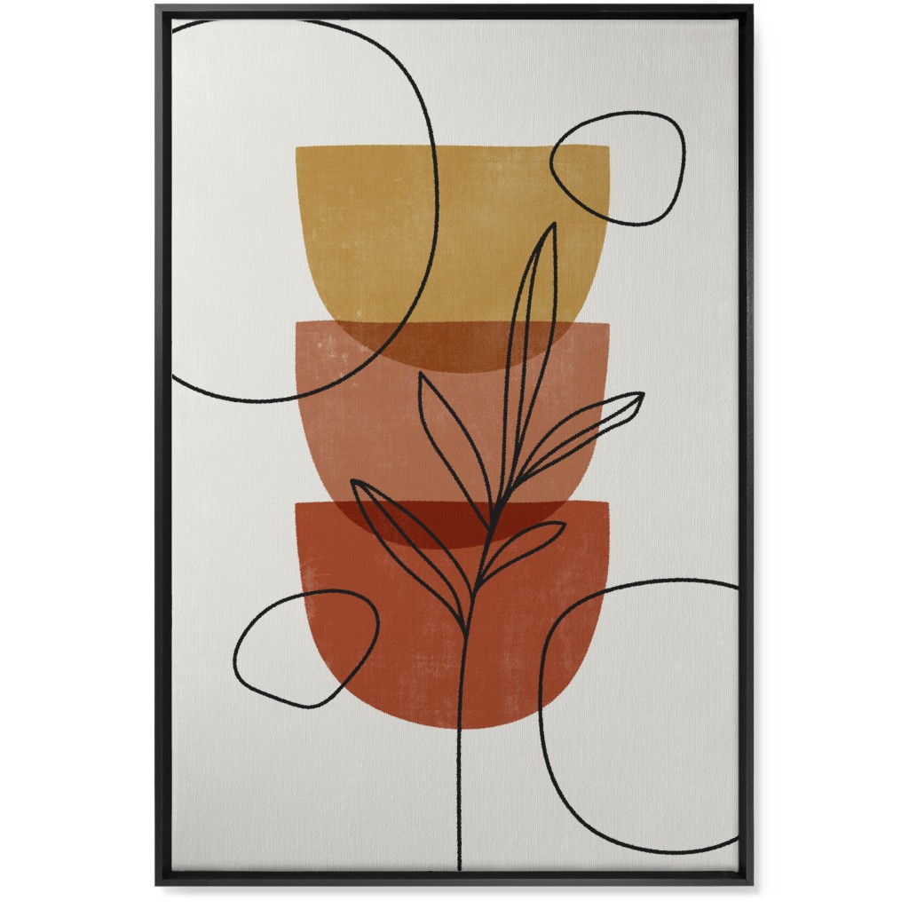 Abstract Leaf Stack - Terracotta and Ivory Wall Art, Black, Single piece, Canvas, 24x36, Brown