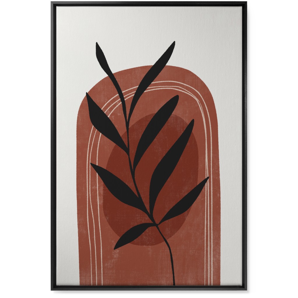 Abstract Leaf Sunrise - Terracotta and Ivory Wall Art, Black, Single piece, Canvas, 24x36, Brown, Brown