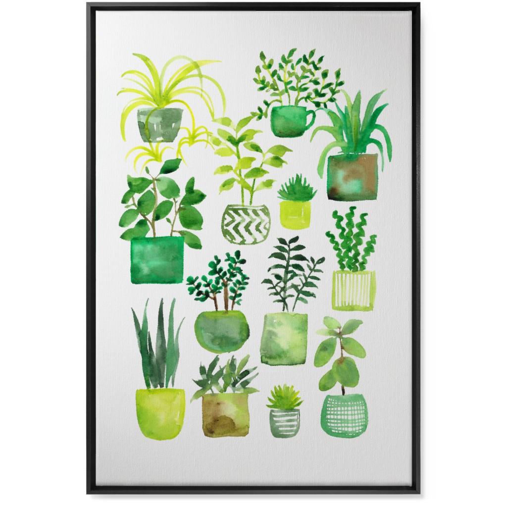 House Plants - Green Wall Art, Black, Single piece, Canvas, 24x36, Green, Classic Green