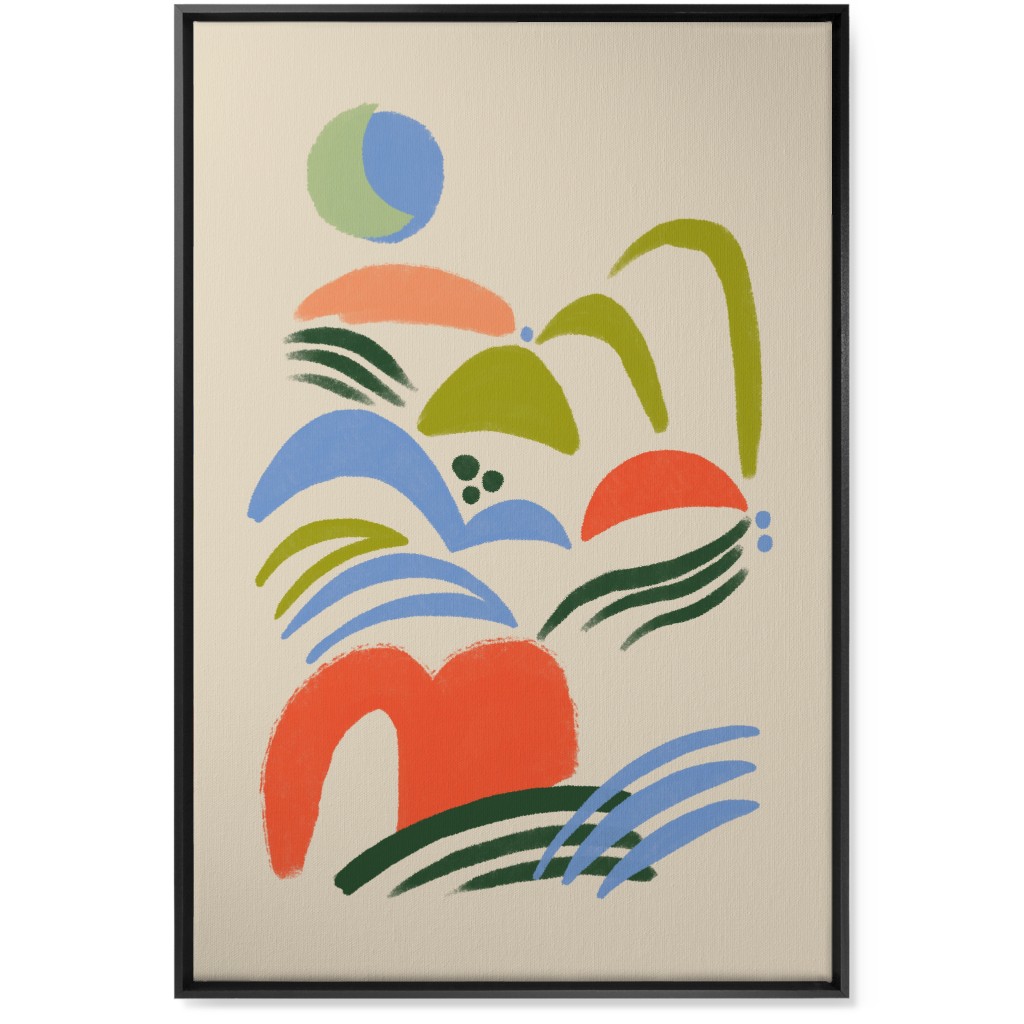 Moonscape - Multi on Beige Wall Art, Black, Single piece, Canvas, 24x36, Multicolor