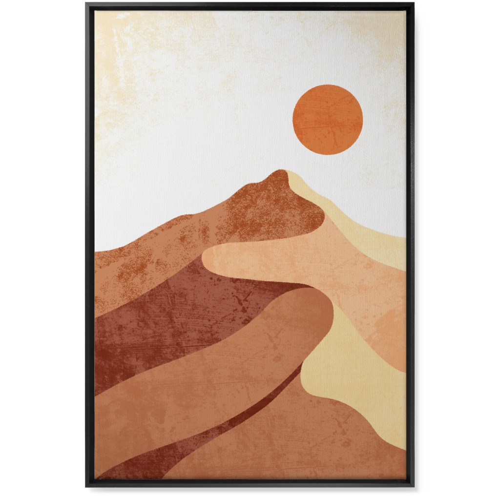 Desert Landscape - Earthy Warm Tones Wall Art, Black, Single piece, Canvas, 24x36, Orange, Orange