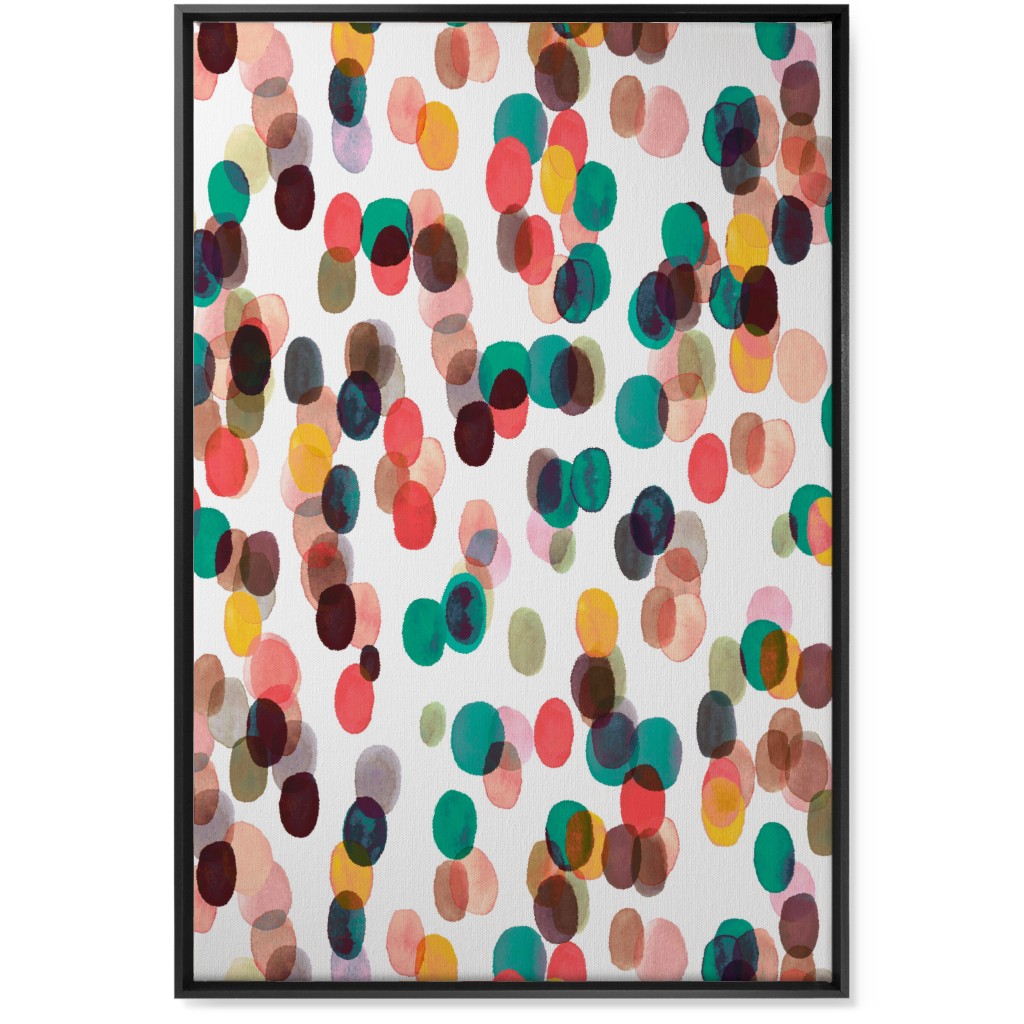 Relaxing Colorful Dots - Multi Wall Art, Black, Single piece, Canvas, 24x36, Multicolor