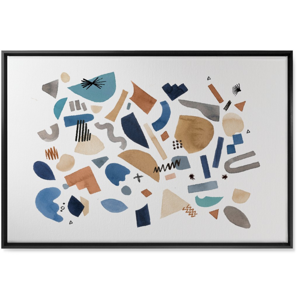 Geometric Abstract Pieces - Blue Wall Art, Black, Single piece, Canvas, 24x36, Multicolor