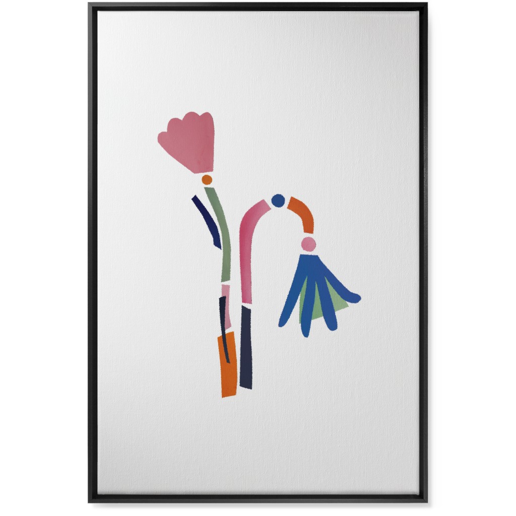 Flowerbed Bouquet - Multi on White Wall Art, Black, Single piece, Canvas, 24x36, Multicolor