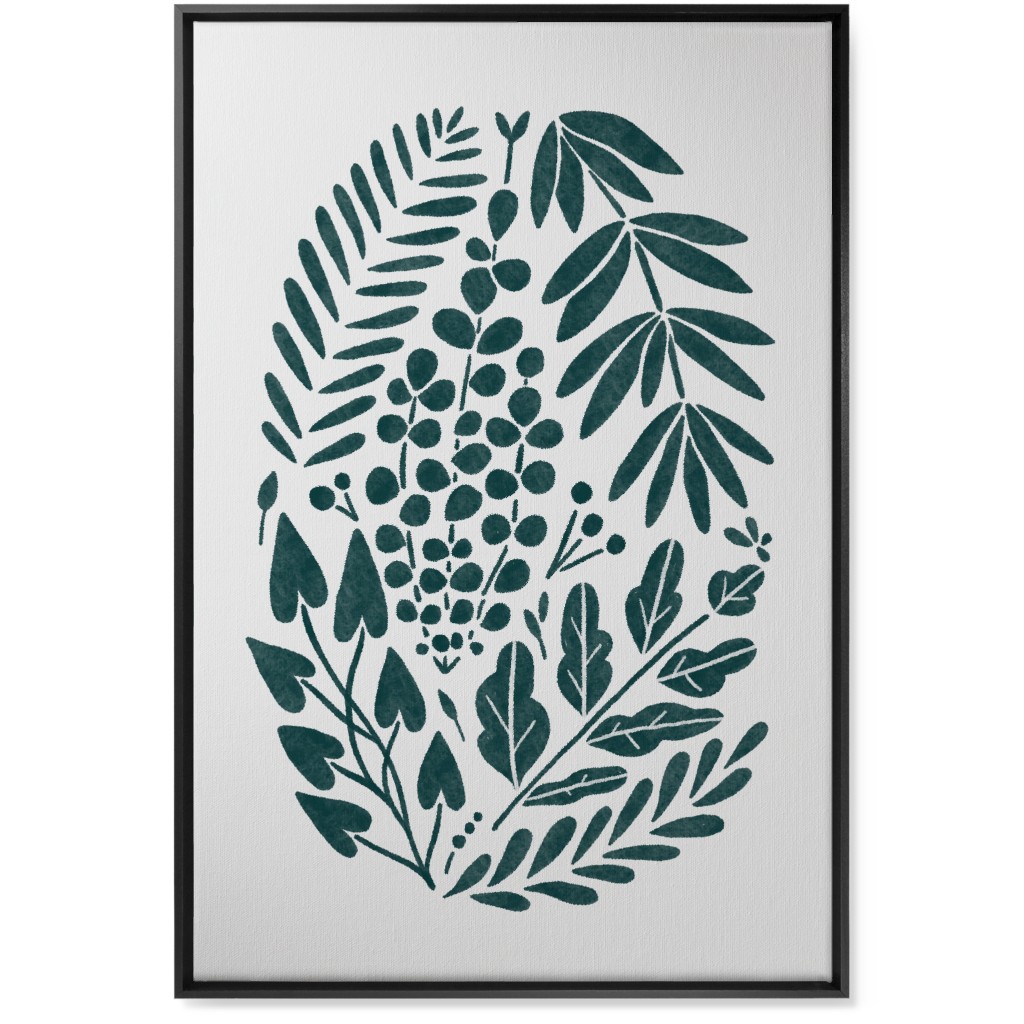 Botanical Composition Wall Art, Black, Single piece, Canvas, 24x36, Green