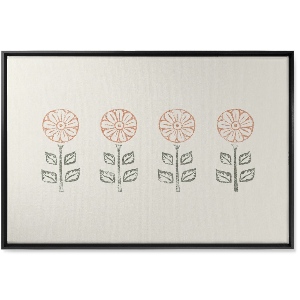 Floral Block Print Ii Wall Art, Black, Single piece, Canvas, 24x36, Pink, Alpaca