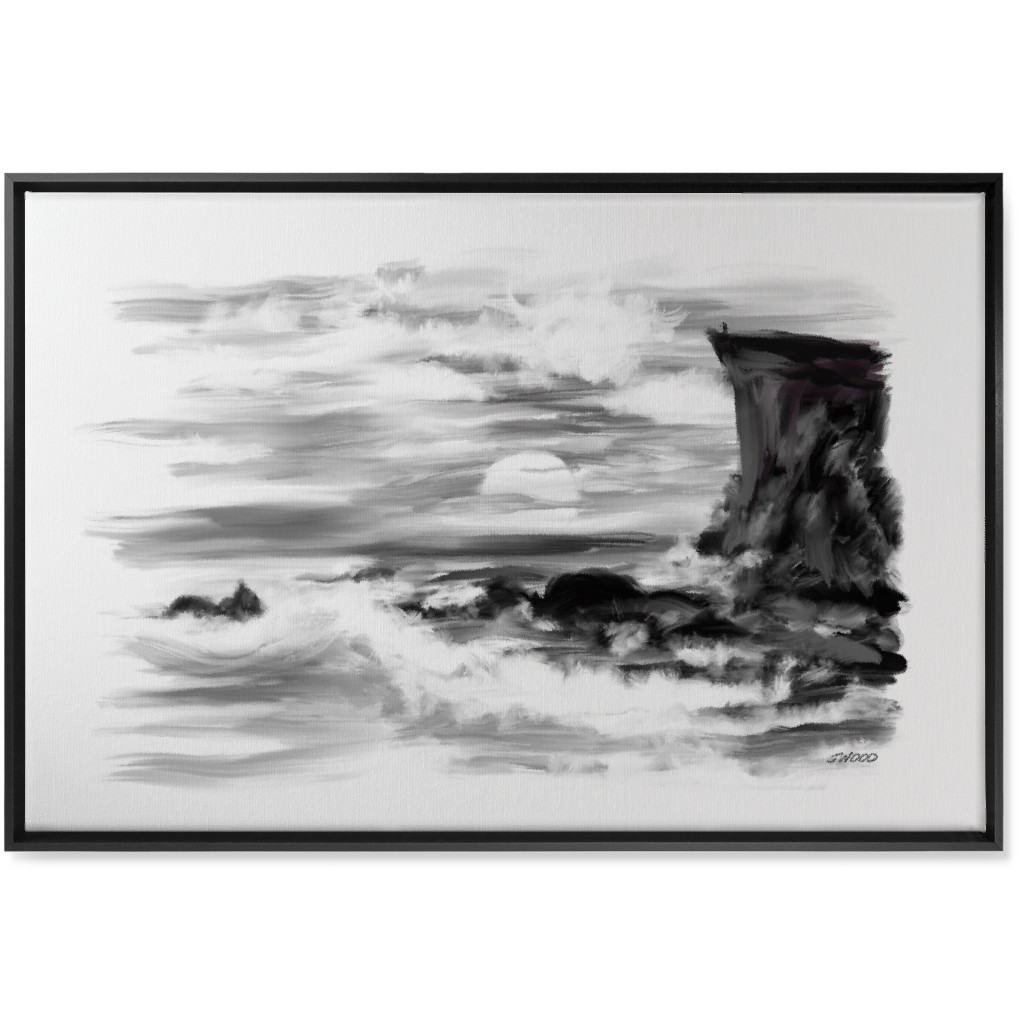 Abrupt - Black and White Wall Art, Black, Single piece, Canvas, 24x36, Black