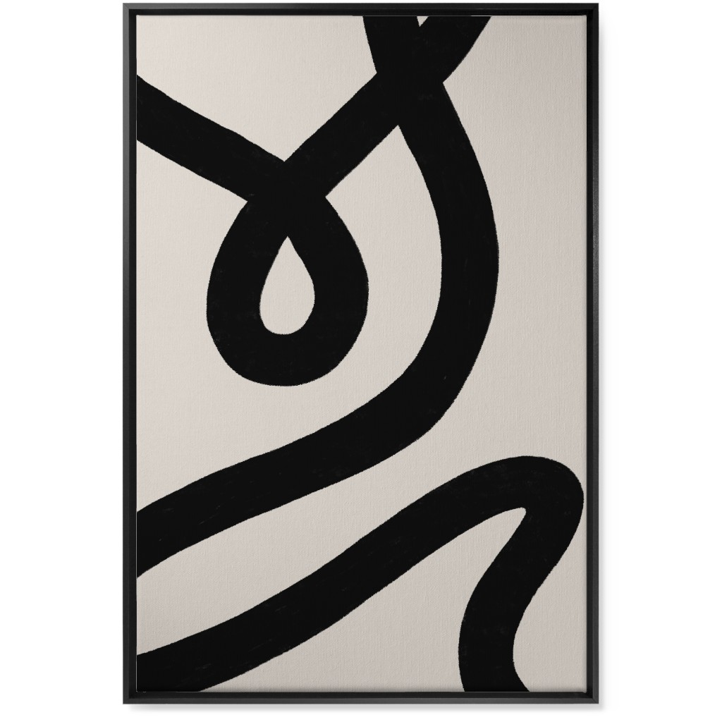 Tangled Brush Strokes V Wall Art, Black, Single piece, Canvas, 24x36, Beige