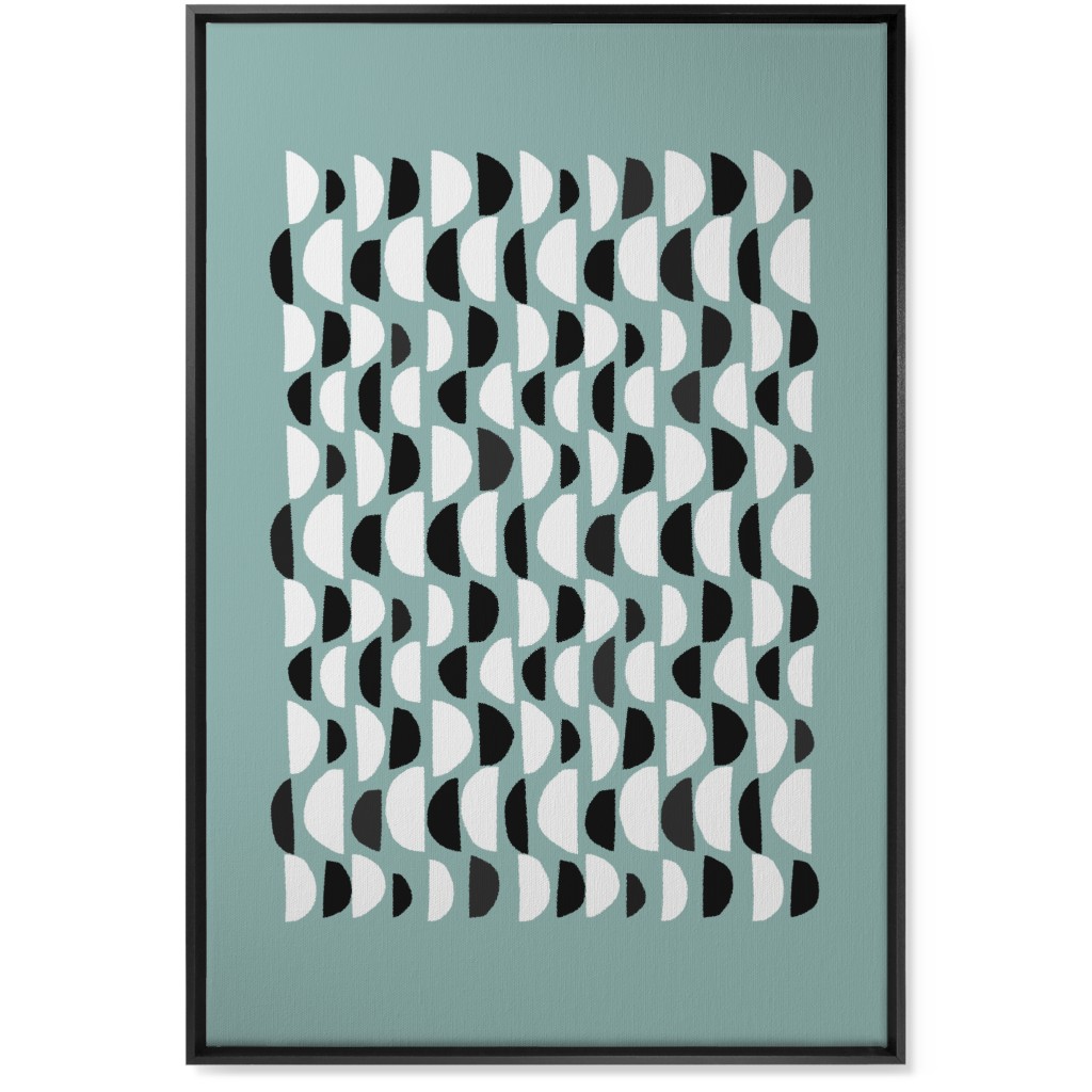Abstract Scandi Half Moons - Green Wall Art, Black, Single piece, Canvas, 24x36, Green, Classic Green