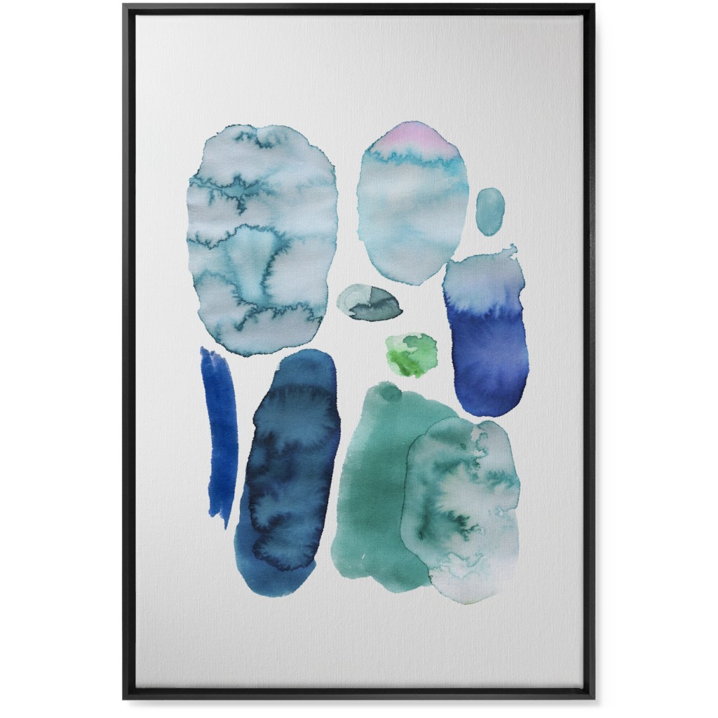 Watercolor Abstract Scandi - Blue and Green Wall Art, Black, Single piece, Canvas, 24x36, Blue