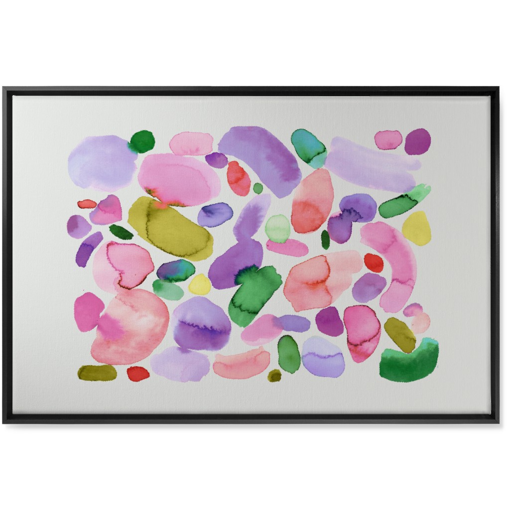 Summer Joy Watercolor Abstract - Pink Wall Art, Black, Single piece, Canvas, 24x36, Multicolor