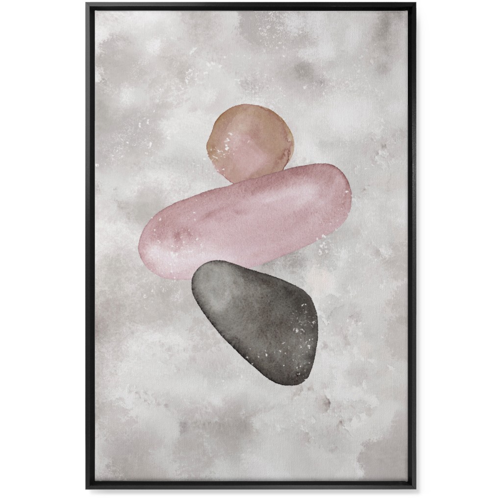 Three Stones Wall Art, Black, Single piece, Canvas, 24x36, Gray, Blush