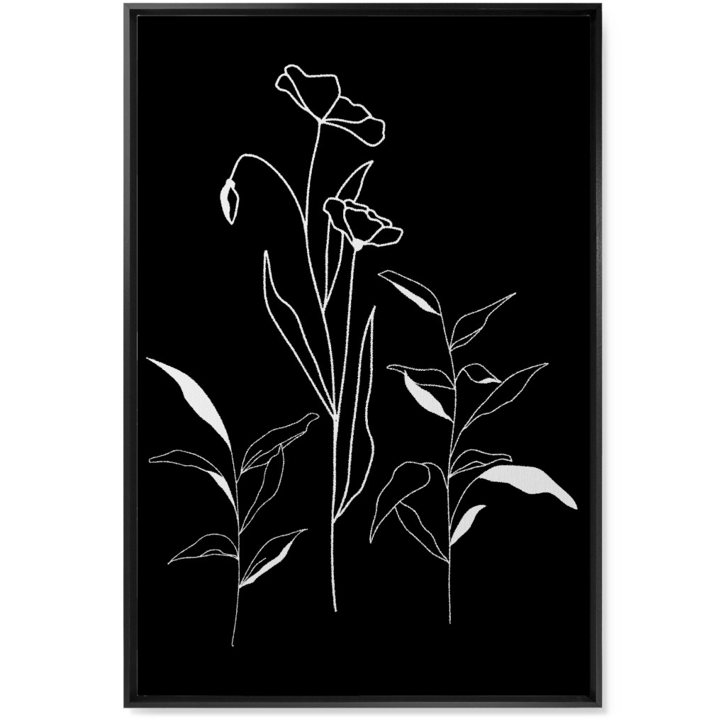 Meadow Botanical - Black and White Wall Art, Black, Single piece, Canvas, 24x36, Black, Black