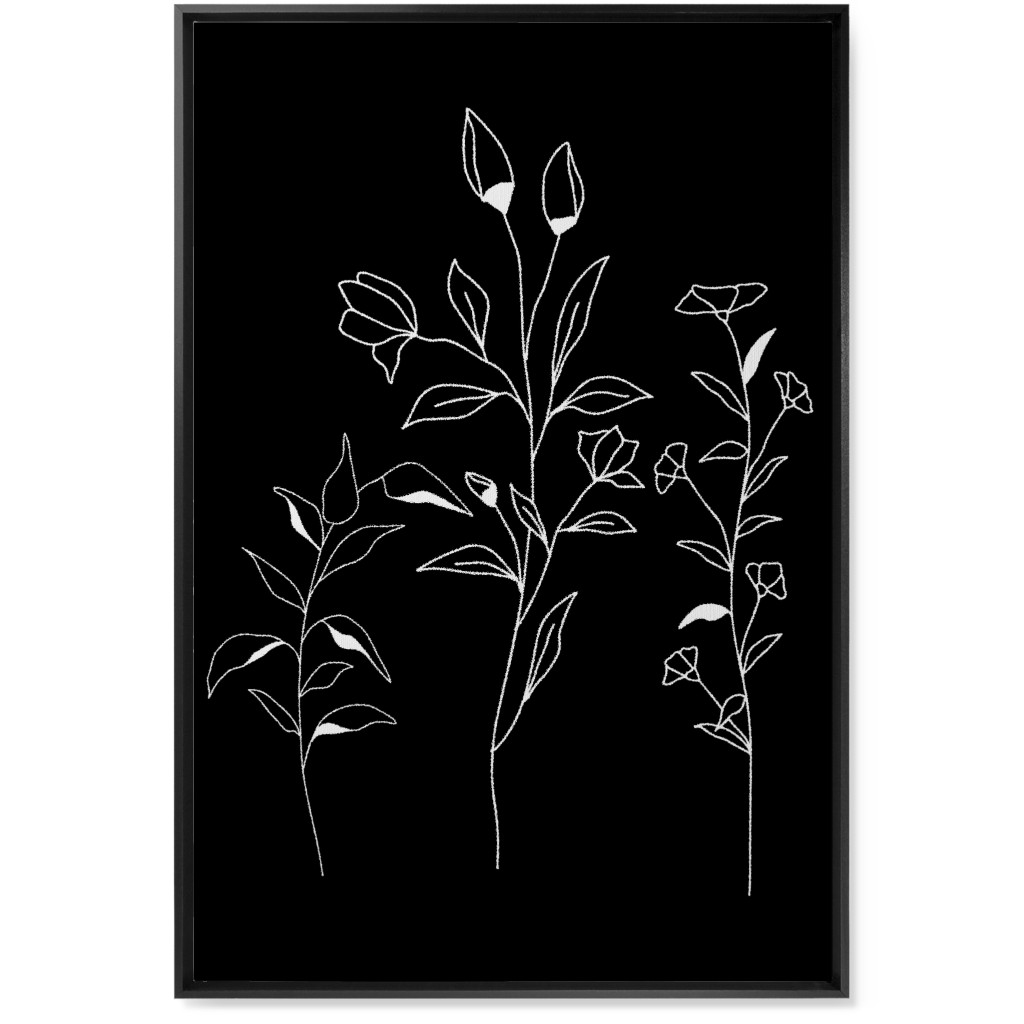 Wildflower Botanical - Black and White Wall Art, Black, Single piece, Canvas, 24x36, Black