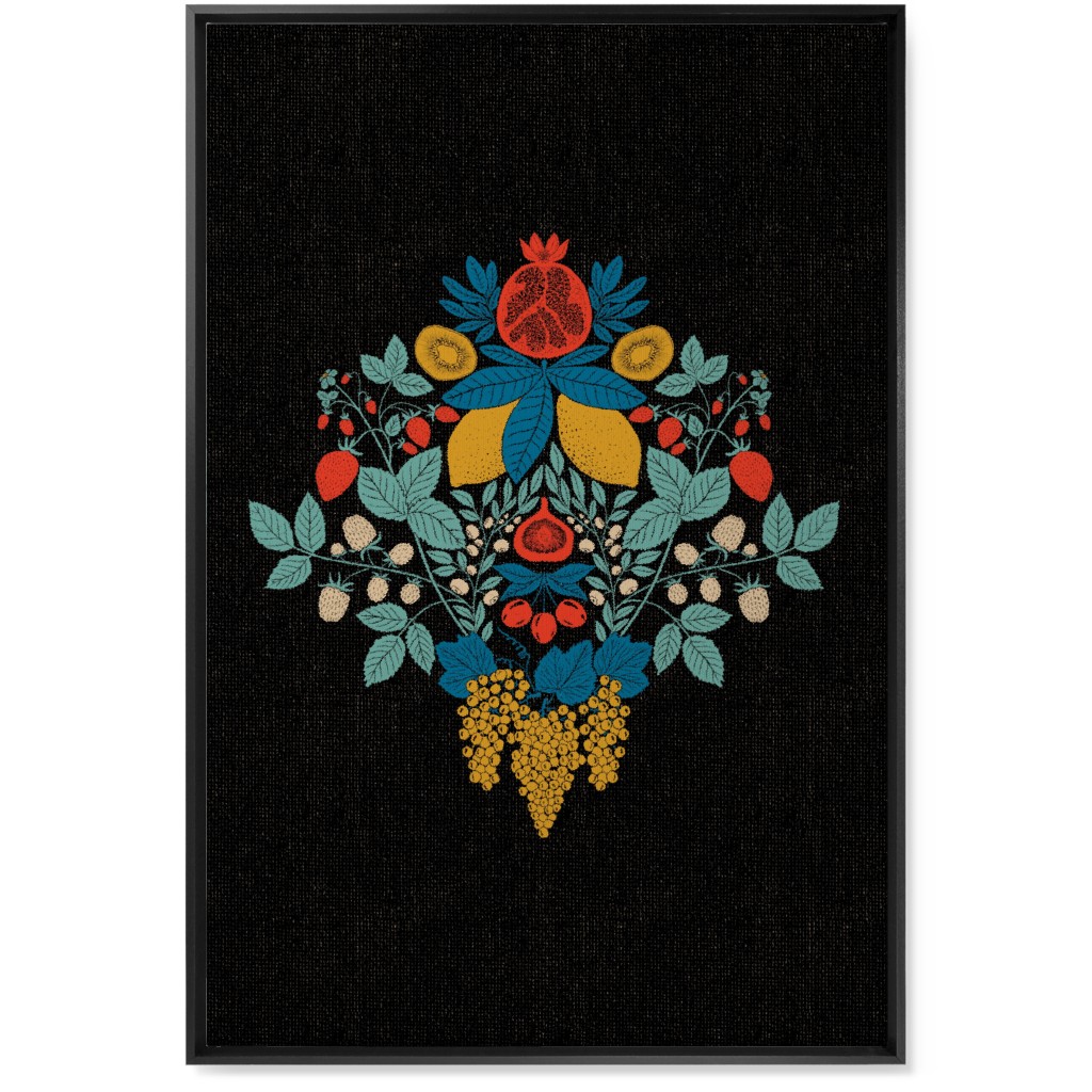Fruits Wall Art, Black, Single piece, Canvas, 24x36, Multicolor, Coal