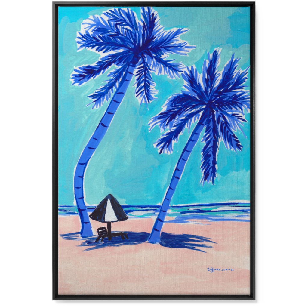 Beach Side - Blue and Beige Wall Art, Black, Single piece, Canvas, 24x36, Blue