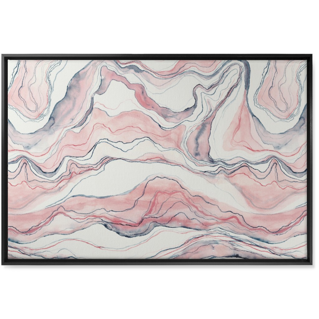 Watercolor Marble Wall Art, Black, Single piece, Canvas, 24x36, Pink, Quartz