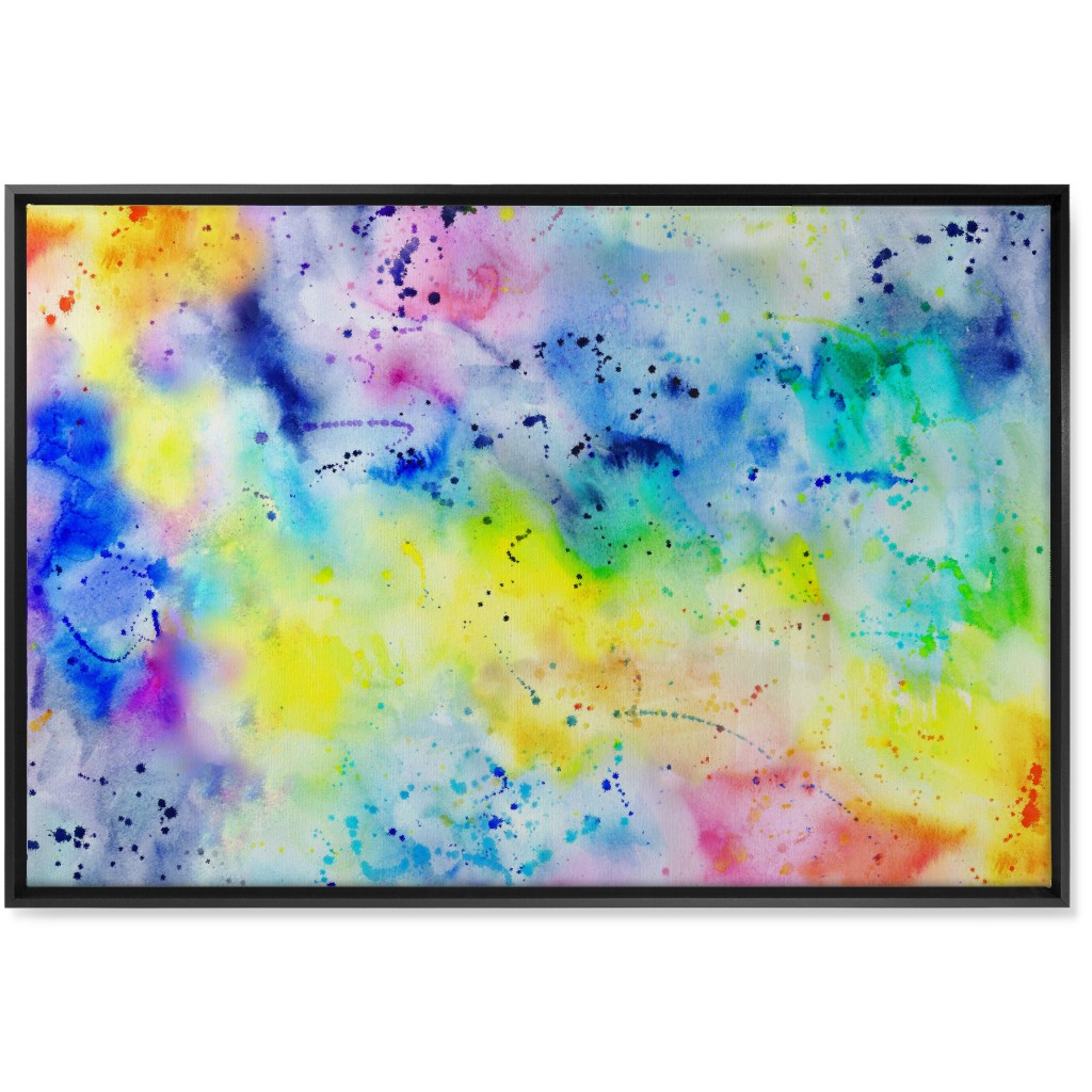 Rainbow Wash Watercolor - Multi Wall Art, Black, Single piece, Canvas, 24x36, Multicolor