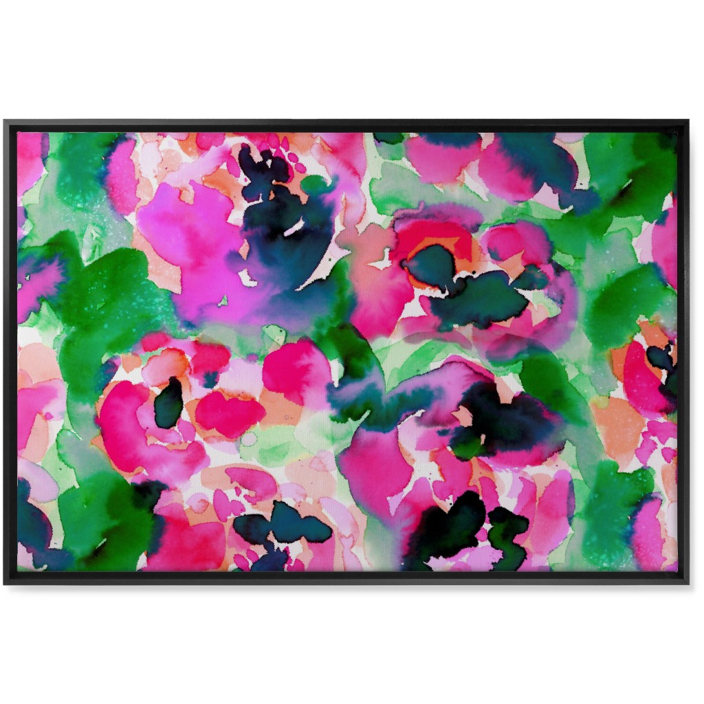 Abstract Flora Watercolor - Multi Wall Art, Black, Single piece, Canvas, 24x36, Multicolor