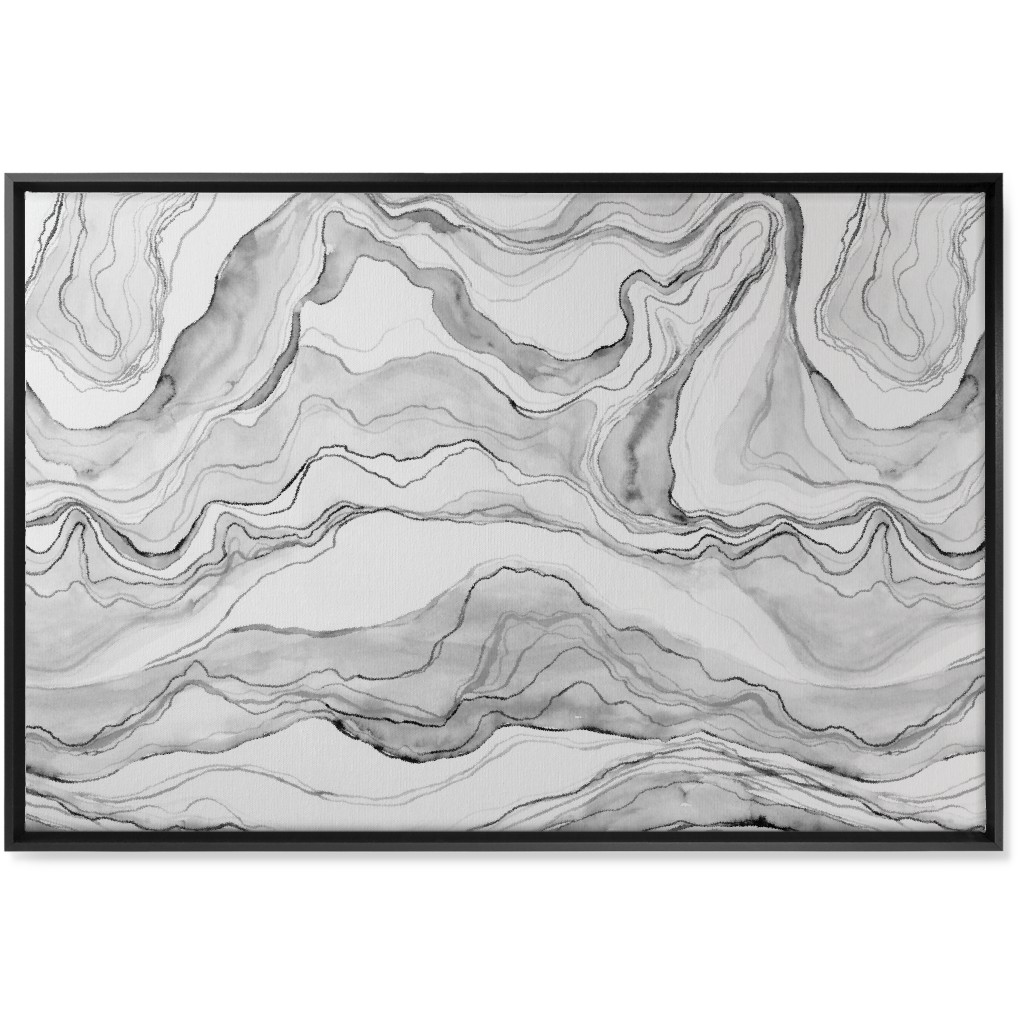 Watercolor Marble Wall Art, Black, Single piece, Canvas, 24x36, Gray, Silver Lining