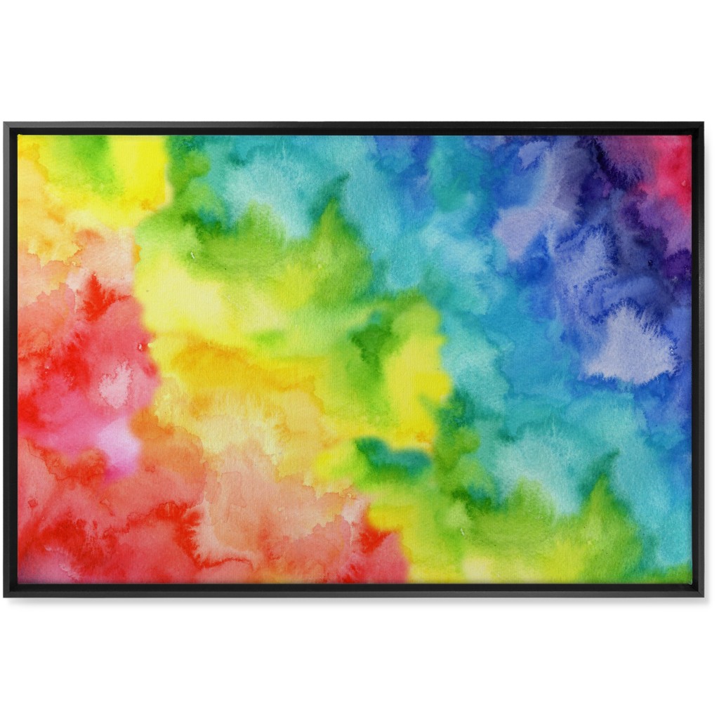 Rainbow Watercolor Wash - Multi Wall Art, Black, Single piece, Canvas, 24x36, Multicolor