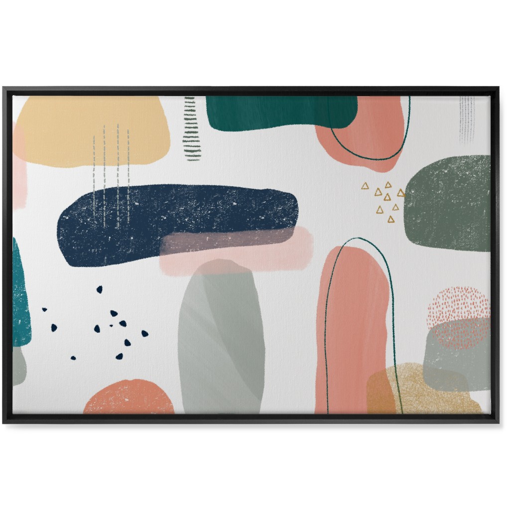 Abstract Minima - Multi on White Wall Art, Black, Single piece, Canvas, 24x36, Multicolor