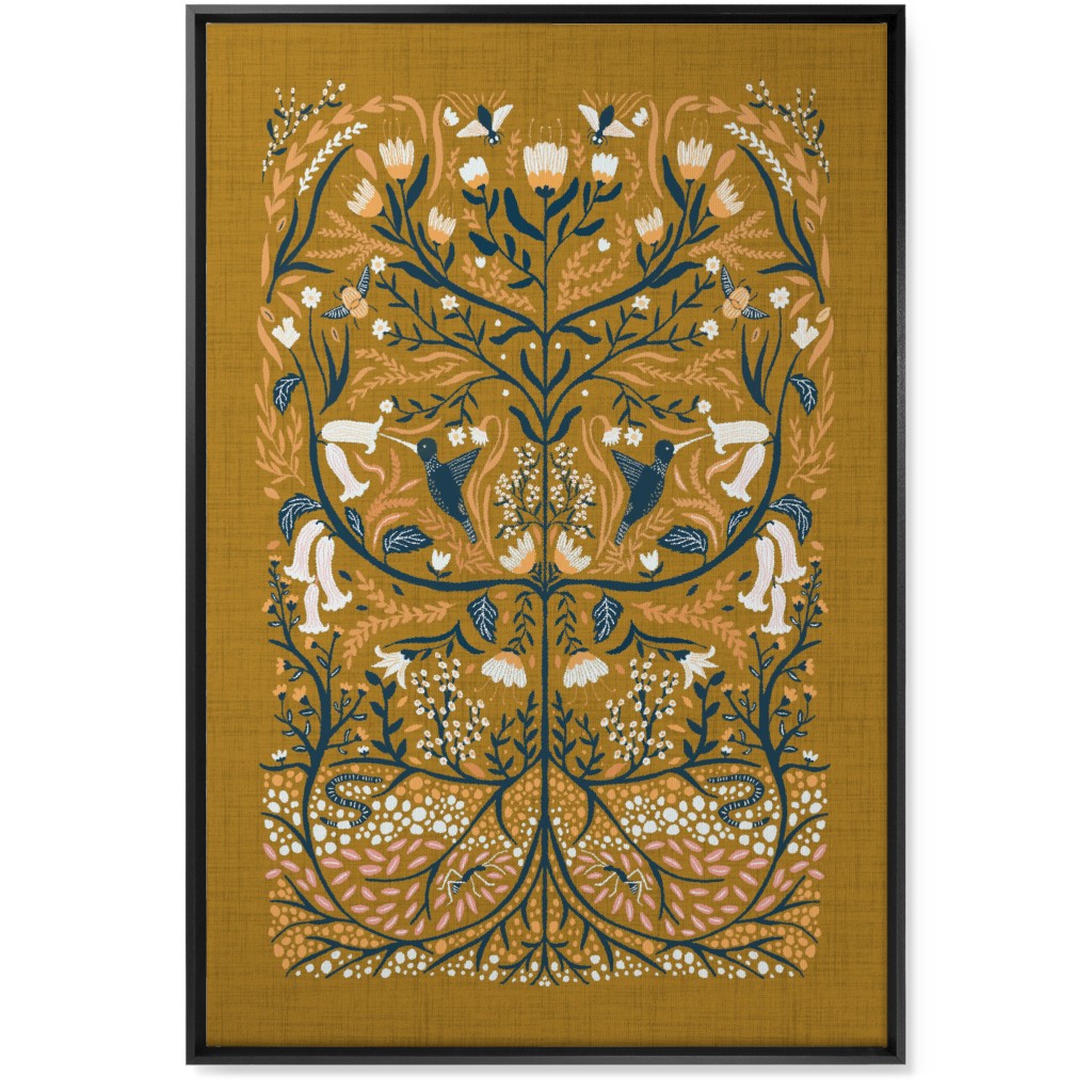 Ecosystems, Folk Art - Orange Wall Art, Black, Single piece, Canvas, 24x36, Orange