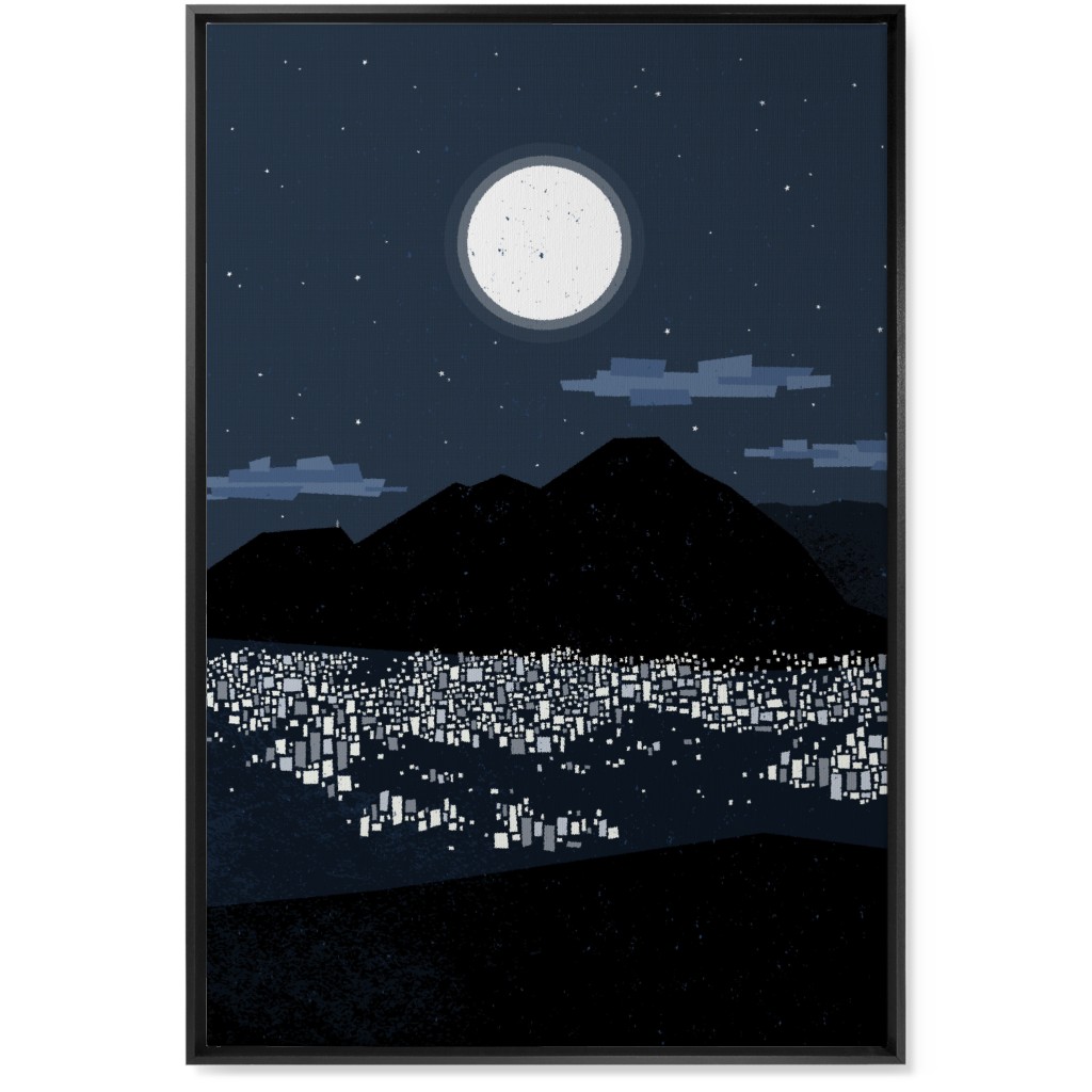 Caracas At Night - Navy Wall Art, Black, Single piece, Canvas, 24x36, Blue, True Blue