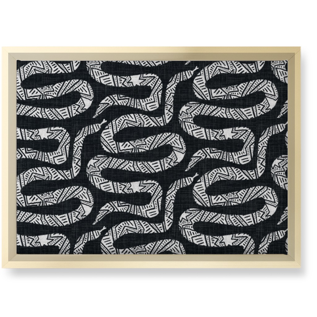 Snake Study - Black Wall Art, Gold, Single piece, Canvas, 10x14, Black, Black