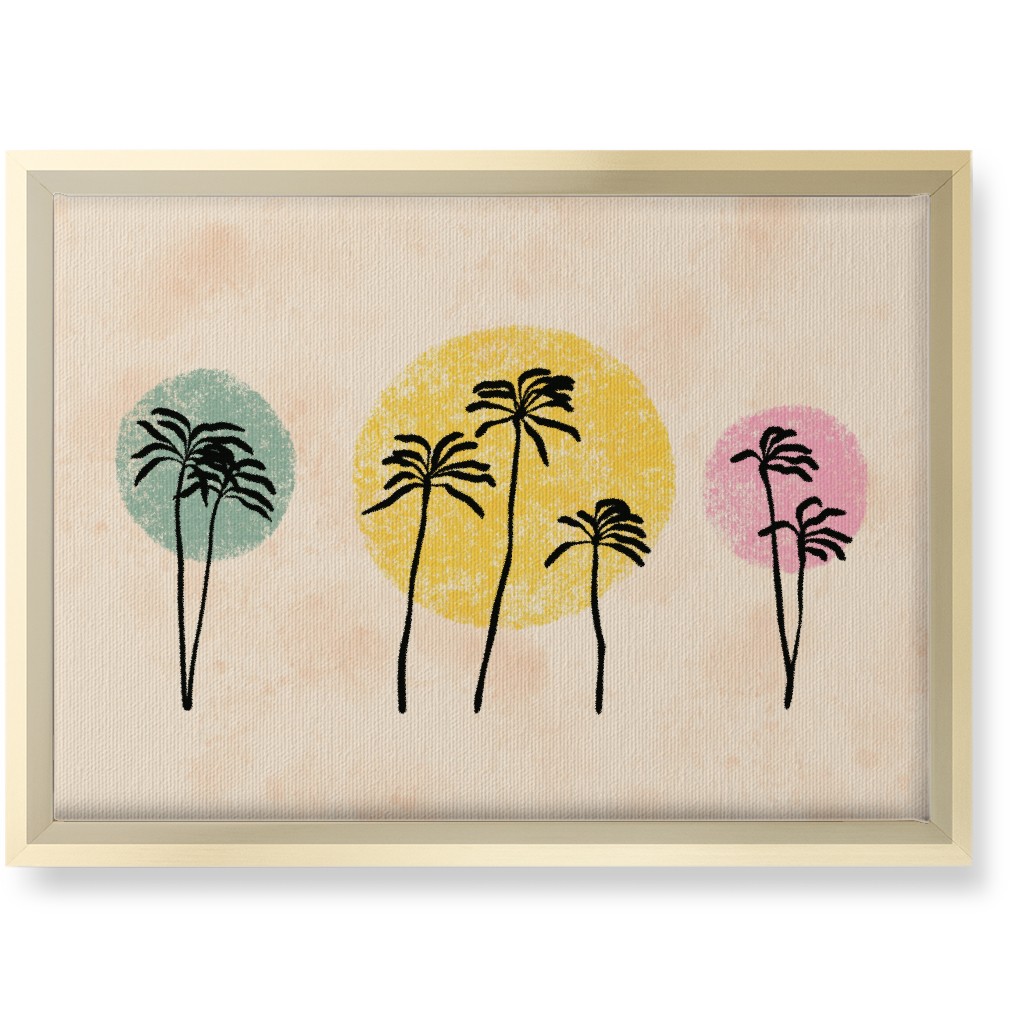 Palm Trees on Colored Dots - Multi Wall Art, Gold, Single piece, Canvas, 10x14, Multicolor